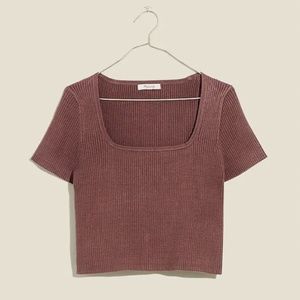 NWT Madewell Square-Neck Crop Sweater Tee Fig Purple